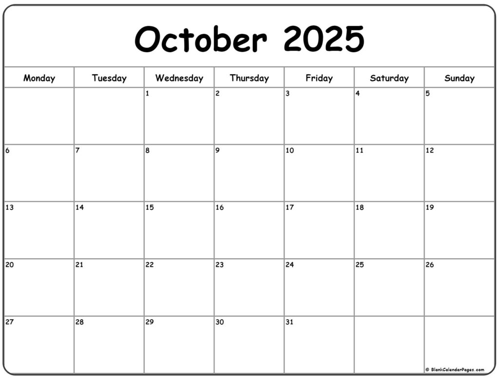 October 2025 Calendar