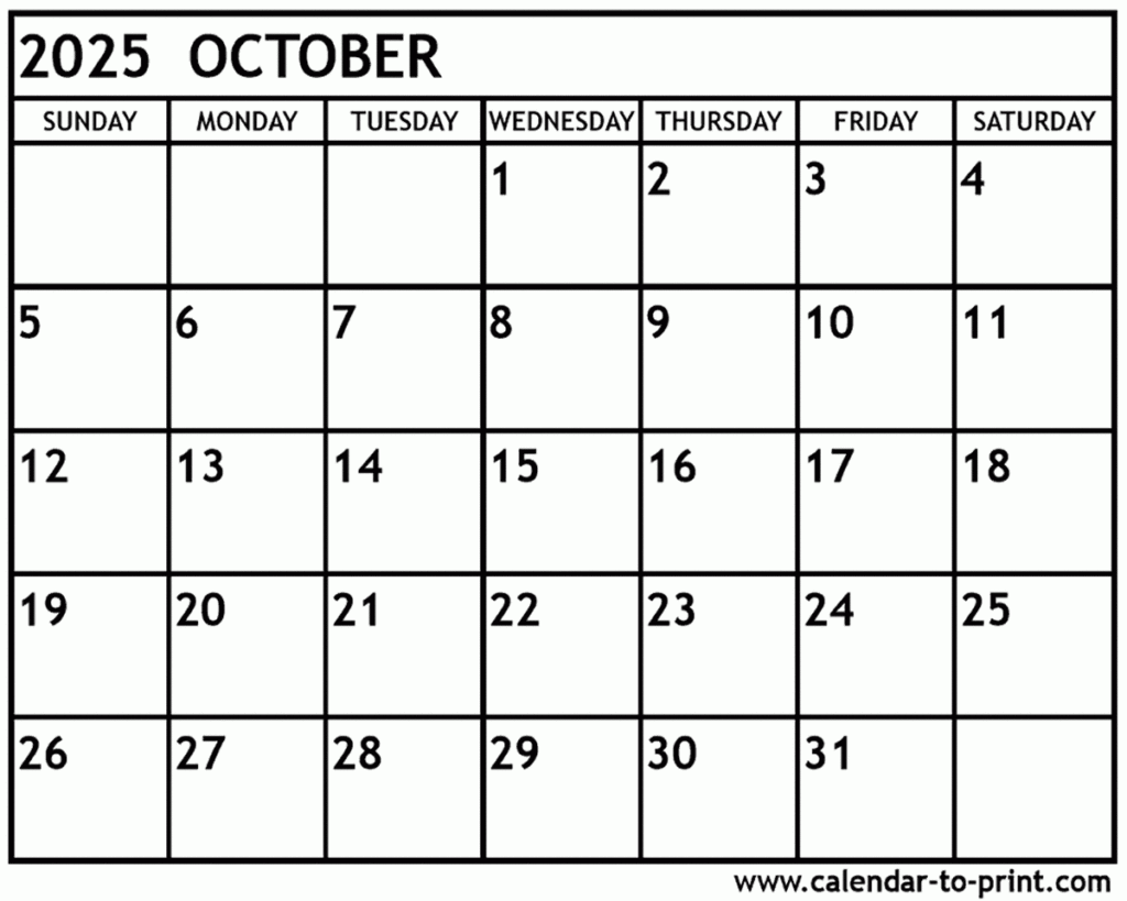 October 2025 Calendar Free Plan Your Month Effectively Calendar 2025 