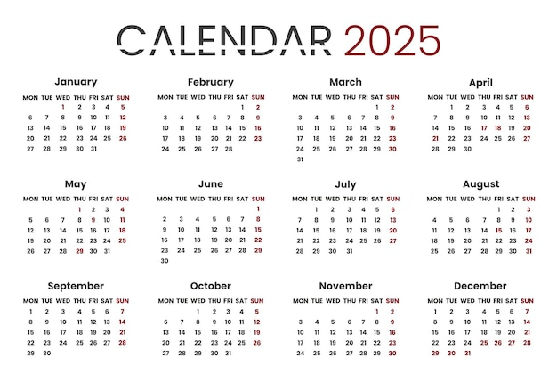 Premium Vector Calendar 2025 Template The European Calendar Corporate 