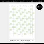 Printable 2025 Wall Calendar Digital Pdf Instant Download 2025 Wall