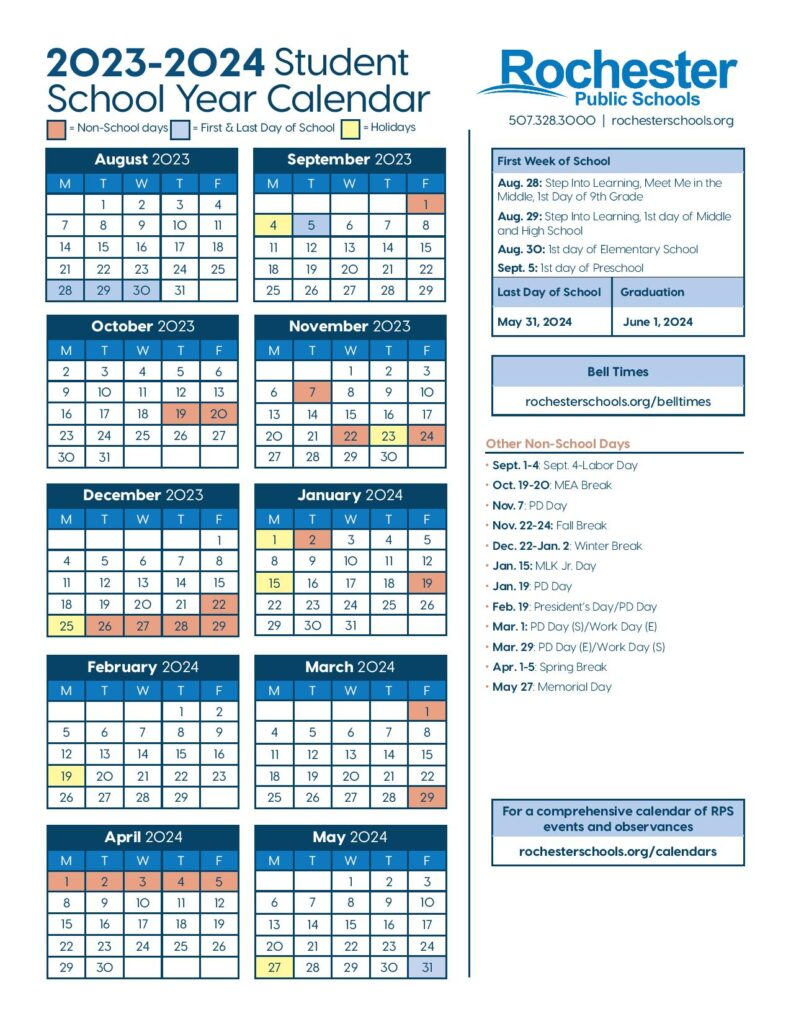 Rochester Public Schools Calendar 2024 2025 Holiday Dates 