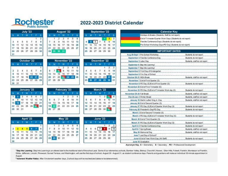 Rochester School Calendar 2024 Selma Steffi