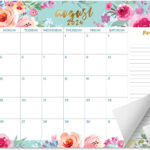 S O Watercolor Floral Large Desk Calendar From July 2024 To December