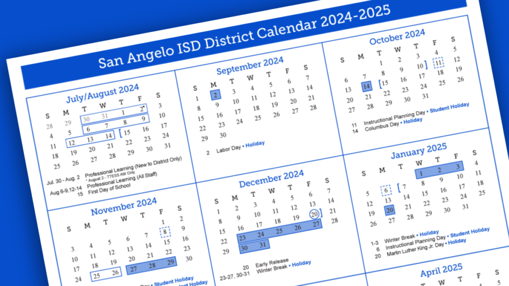 San Angelo Isd Calendar 2025 Printable Anet Sharia