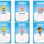 Spongebob Calendar Printable Calendar 2021 New Year Etsy