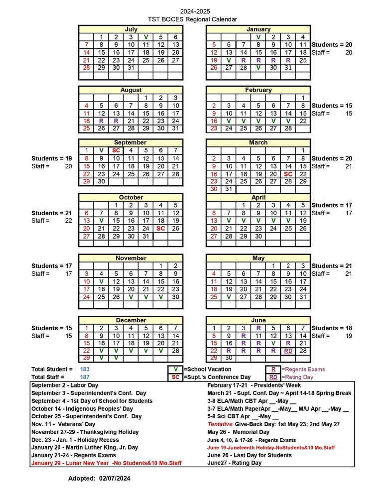 The 2024 2025 TST BOCES Regional Calendar Is Live TST BOCES