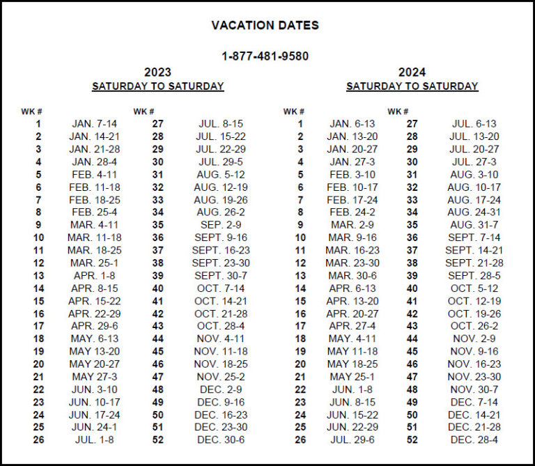 Timeshare Calendar Weeks 2025 Hana Quinta