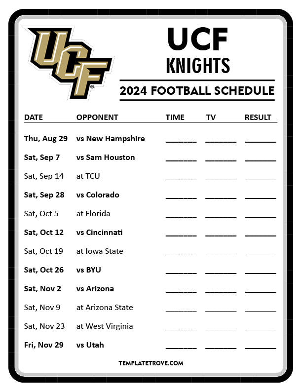 Ucf Football Schedule 2025 Printable Leila Natalya