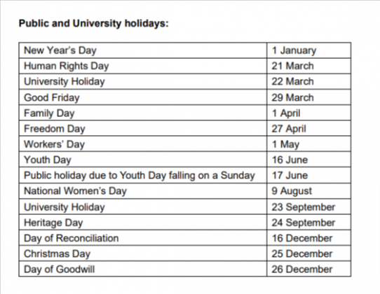 University Of Johannesburg UJ Academic Calendar 2025 Pdf South Africa 