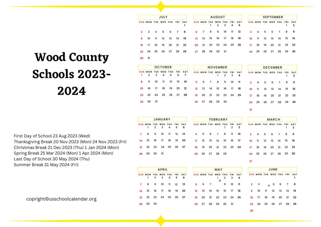 Wood County Schools Calendar With Holidays 2023 2024